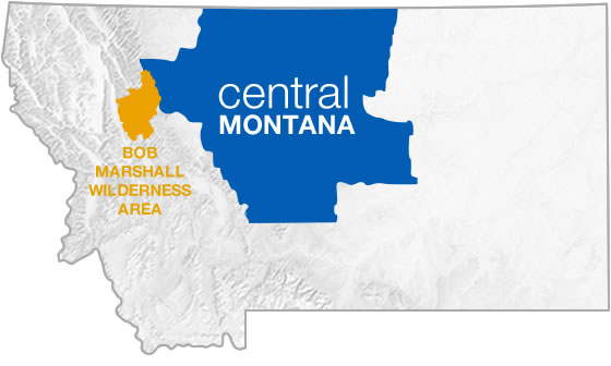 Bob Marshall Wilderness in relation to Central Montana
