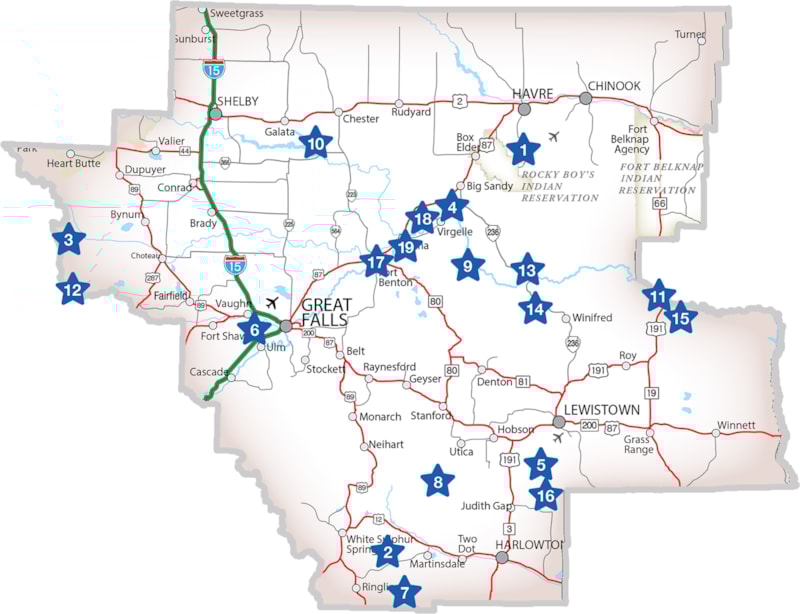 Central Montana Stargazing Map