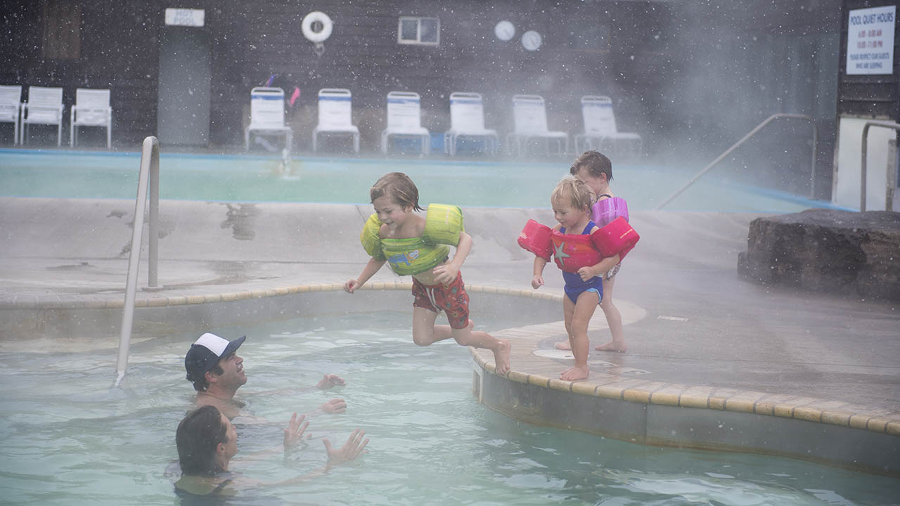 Family swimming at Spa Hot Springs