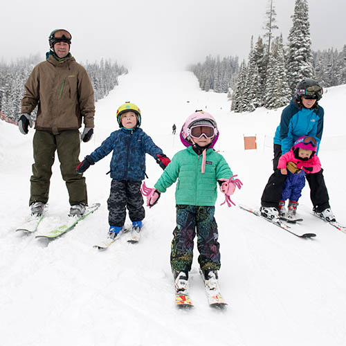 Family skiing at Showdown Ski Area