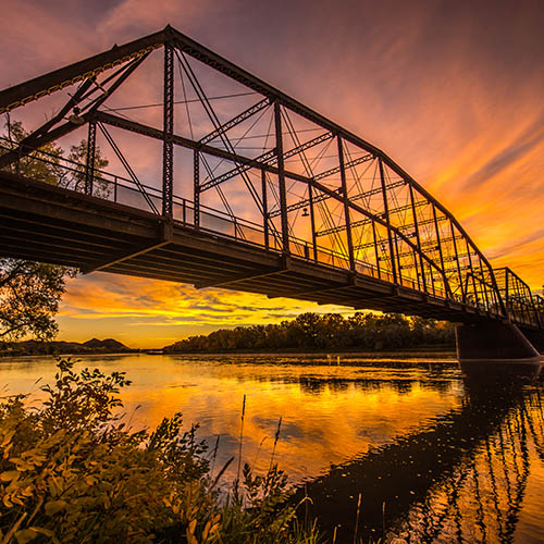 Bridge over Missouri River in historic Fort Benton