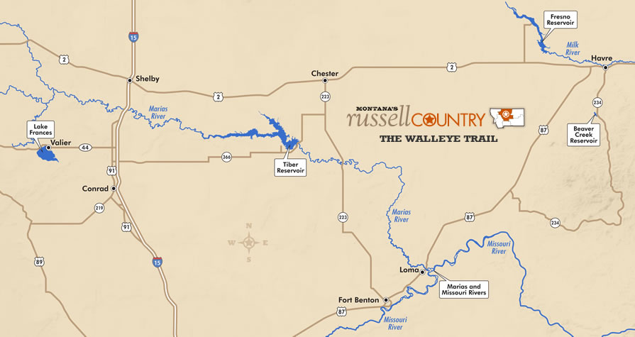 Central Montana's Walleye Trail Map